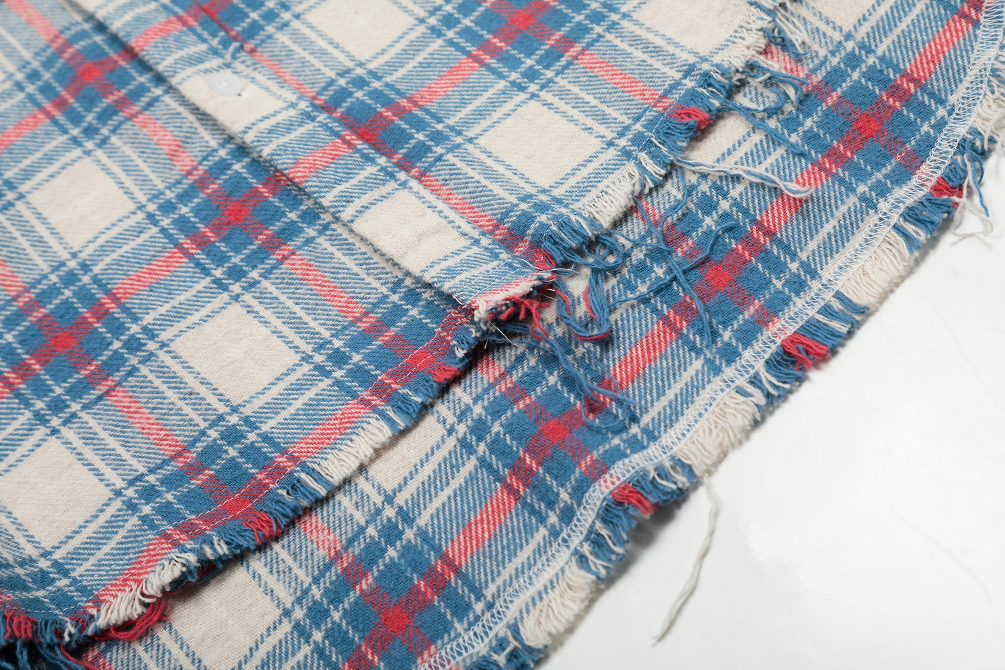 11KN RAW-EDGE VINTAGE PLAID SHIRT #CW1123