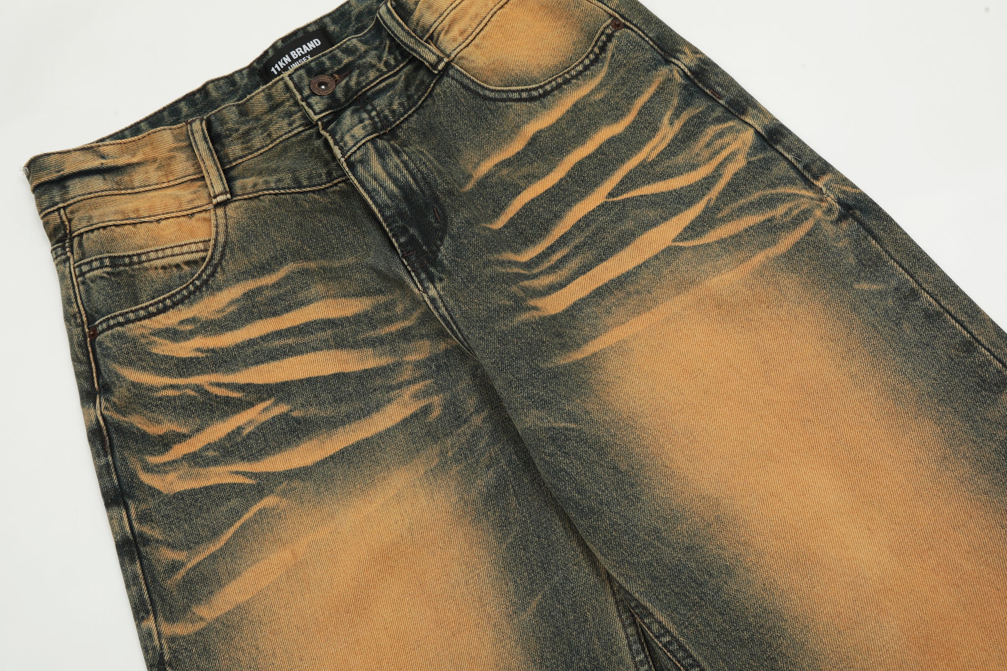 11KN Earth-Toned Distressed Denim #K9071