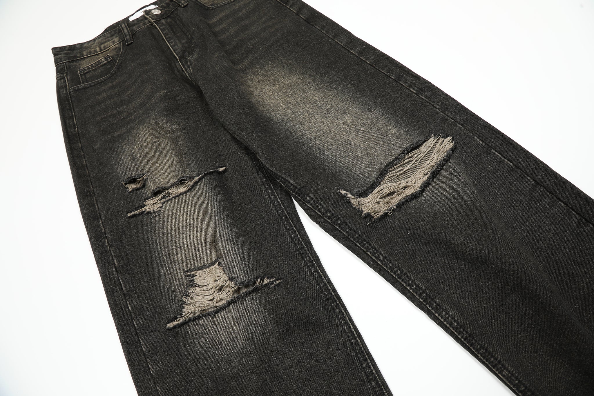 11KN BAGGY FRAYED RIPPED JEANS #K5025