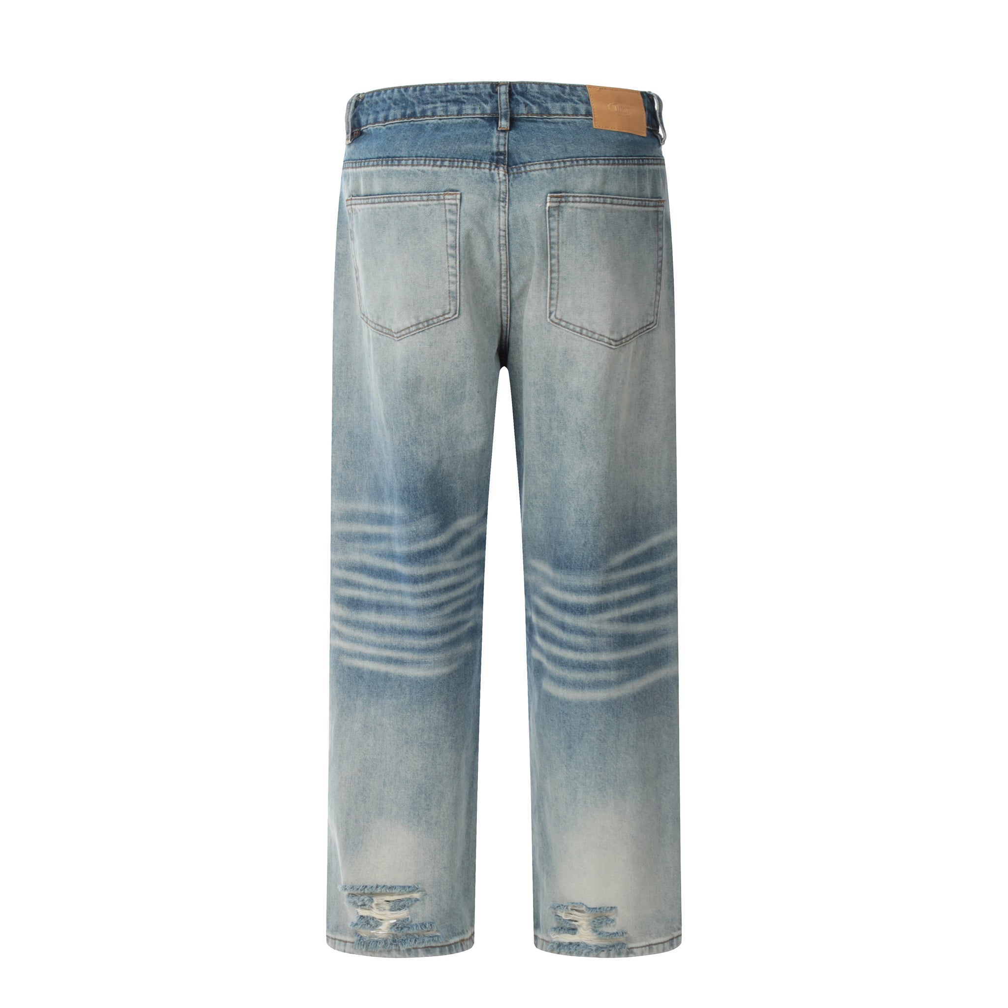 11KN Light-wash Sanded Wide Leg Jeans #K5213