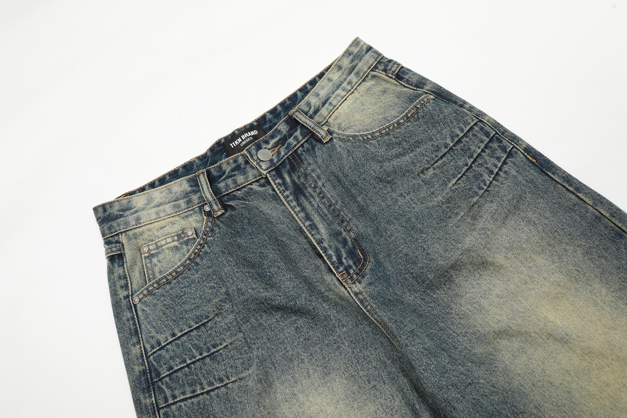 11KN Baggy Stone-Washed Distressed Denim Jeans #K9088