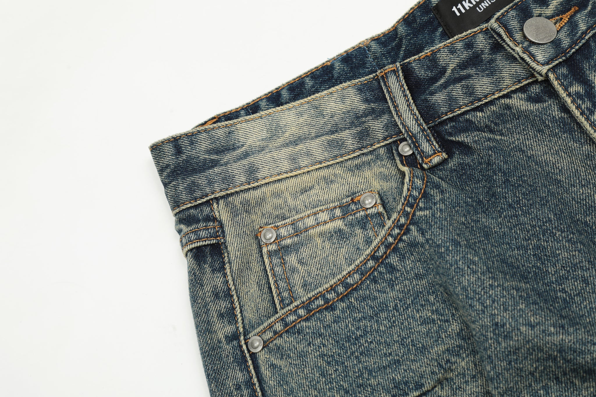 11KN Baggy Stone-Washed Distressed Denim Jeans #K9088