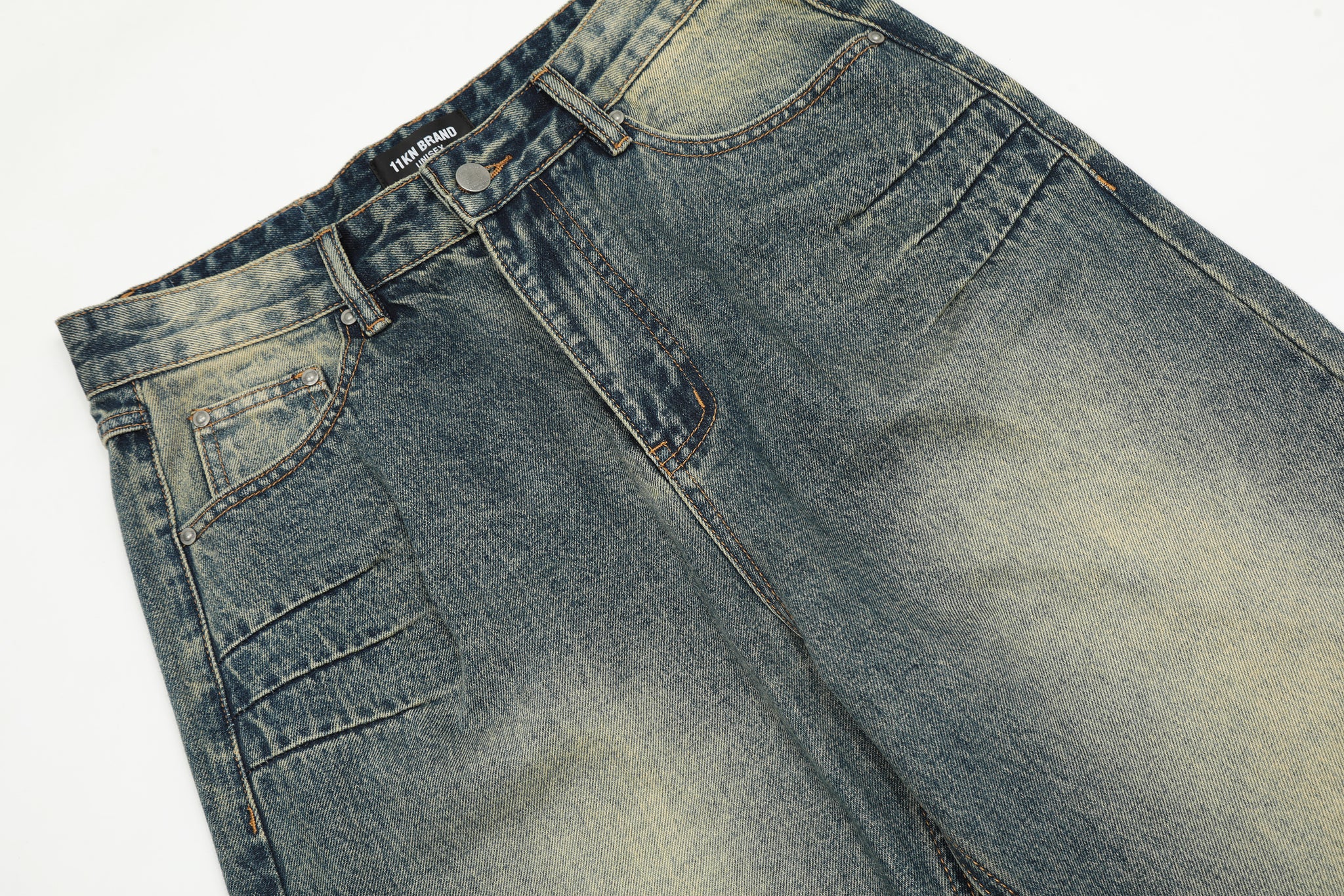 11KN Baggy Stone-Washed Distressed Denim Jeans #K9088