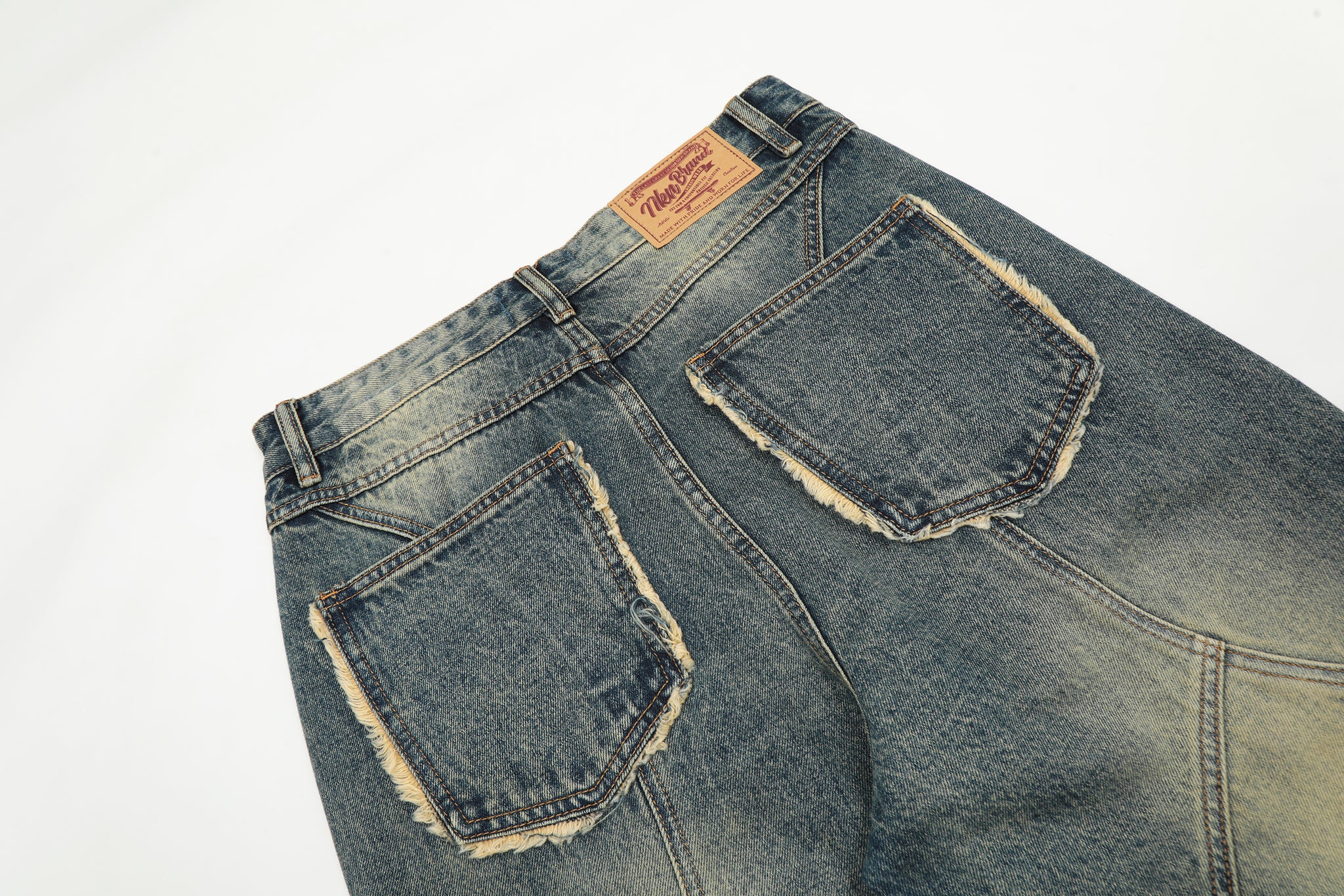 11KN Baggy Stone-Washed Distressed Denim Jeans #K9088