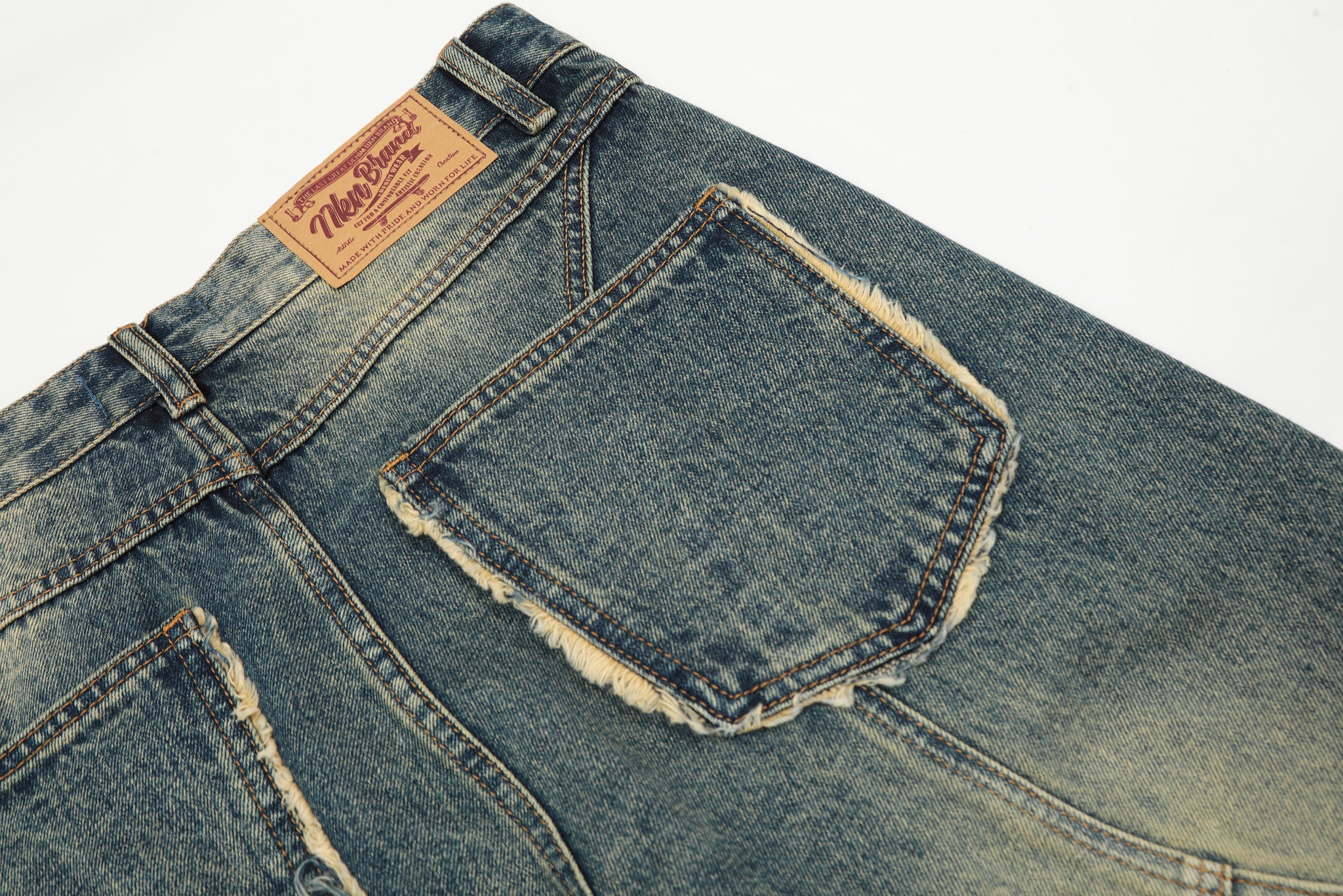 11KN Baggy Stone-Washed Distressed Denim Jeans #K9088