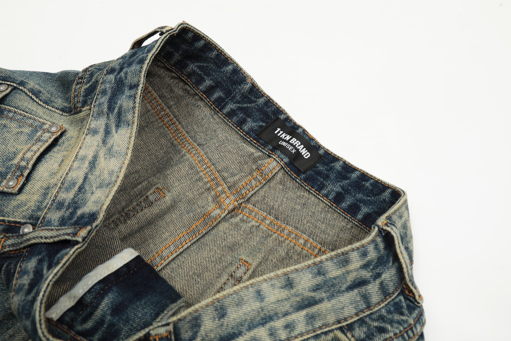 11KN Baggy Stone-Washed Distressed Denim Jeans #K9088