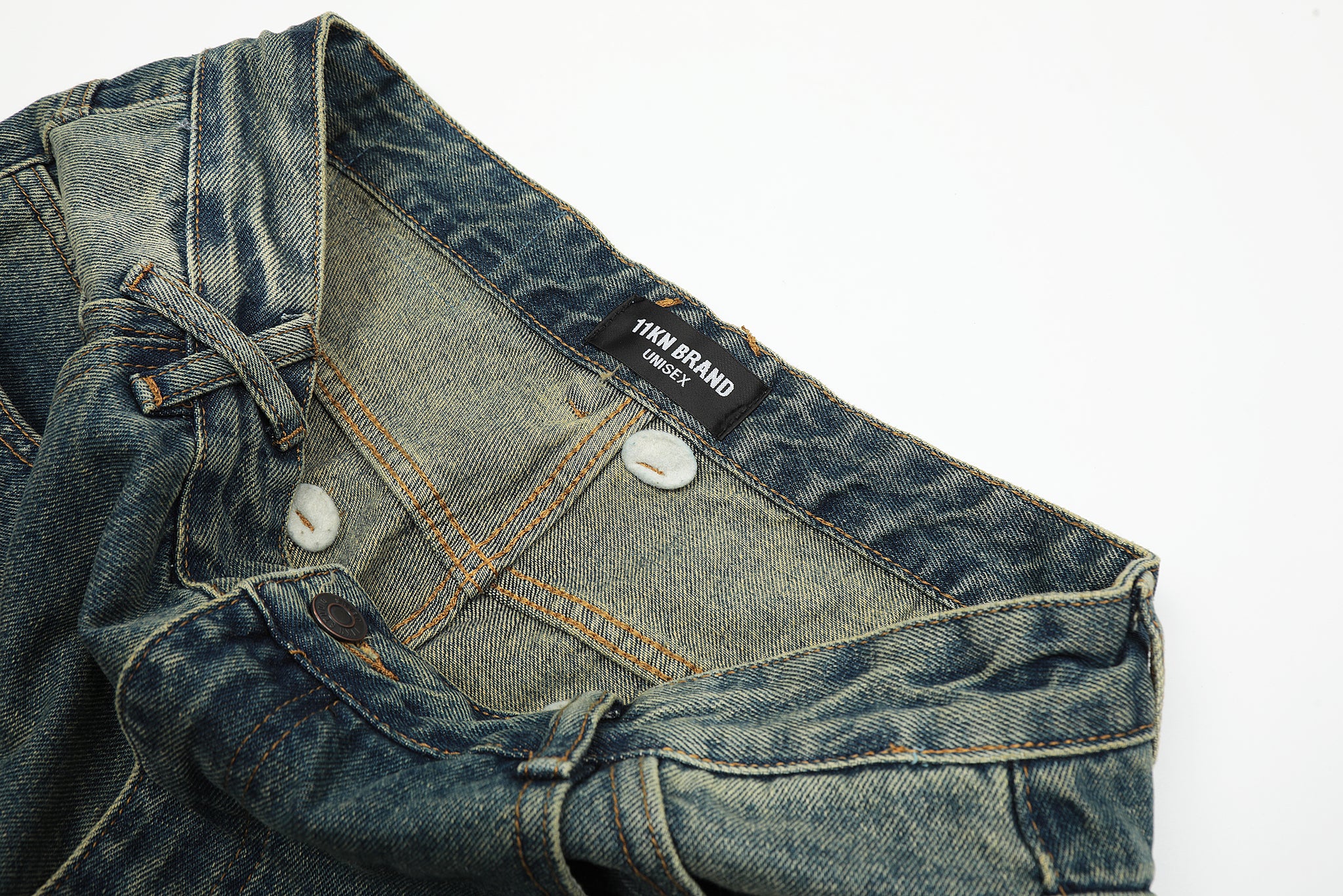 11KN Vintage Selvedge Faded Ripped Jeans #K8962