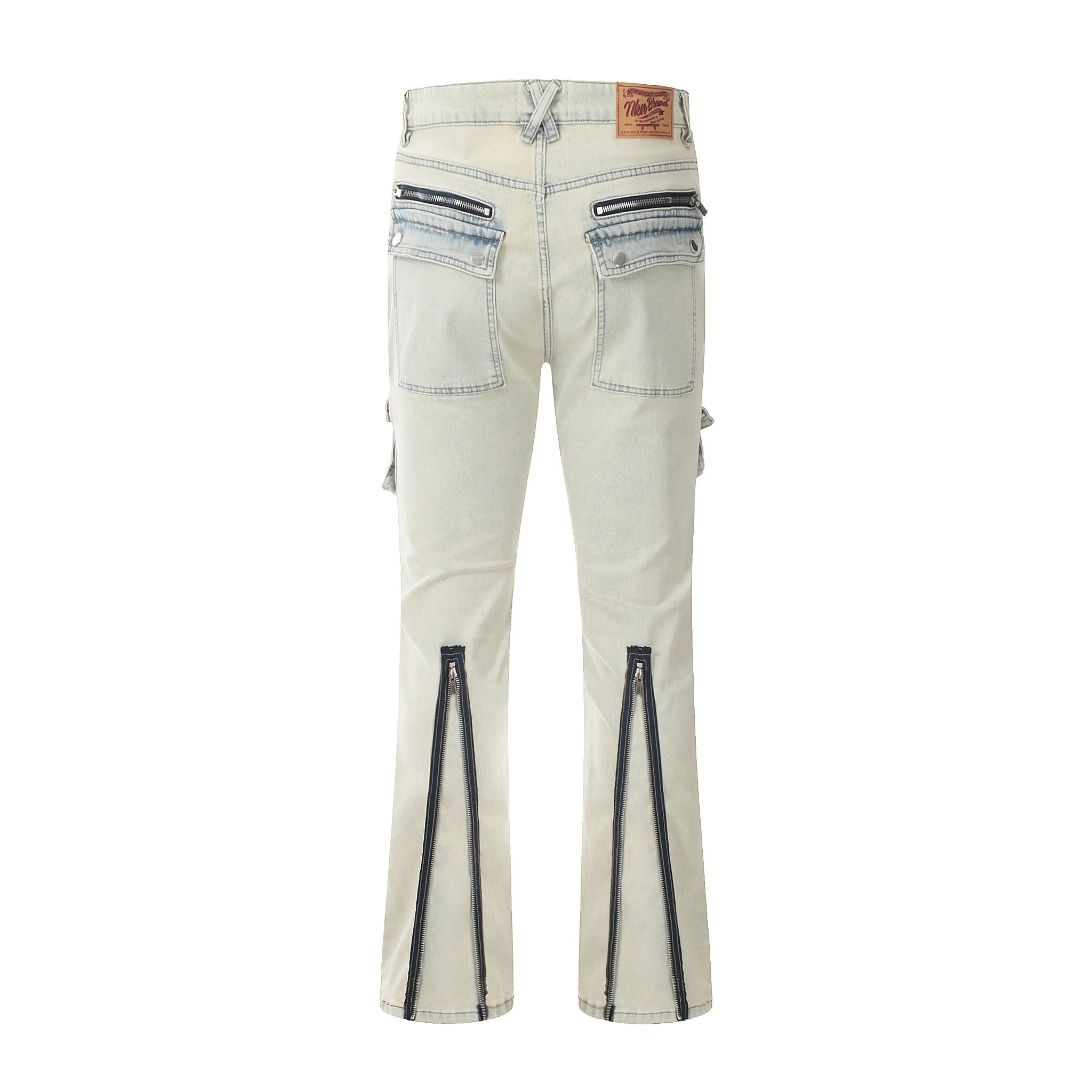 11KN Slim-fit Bold Zippered Faded Jeans #K8980