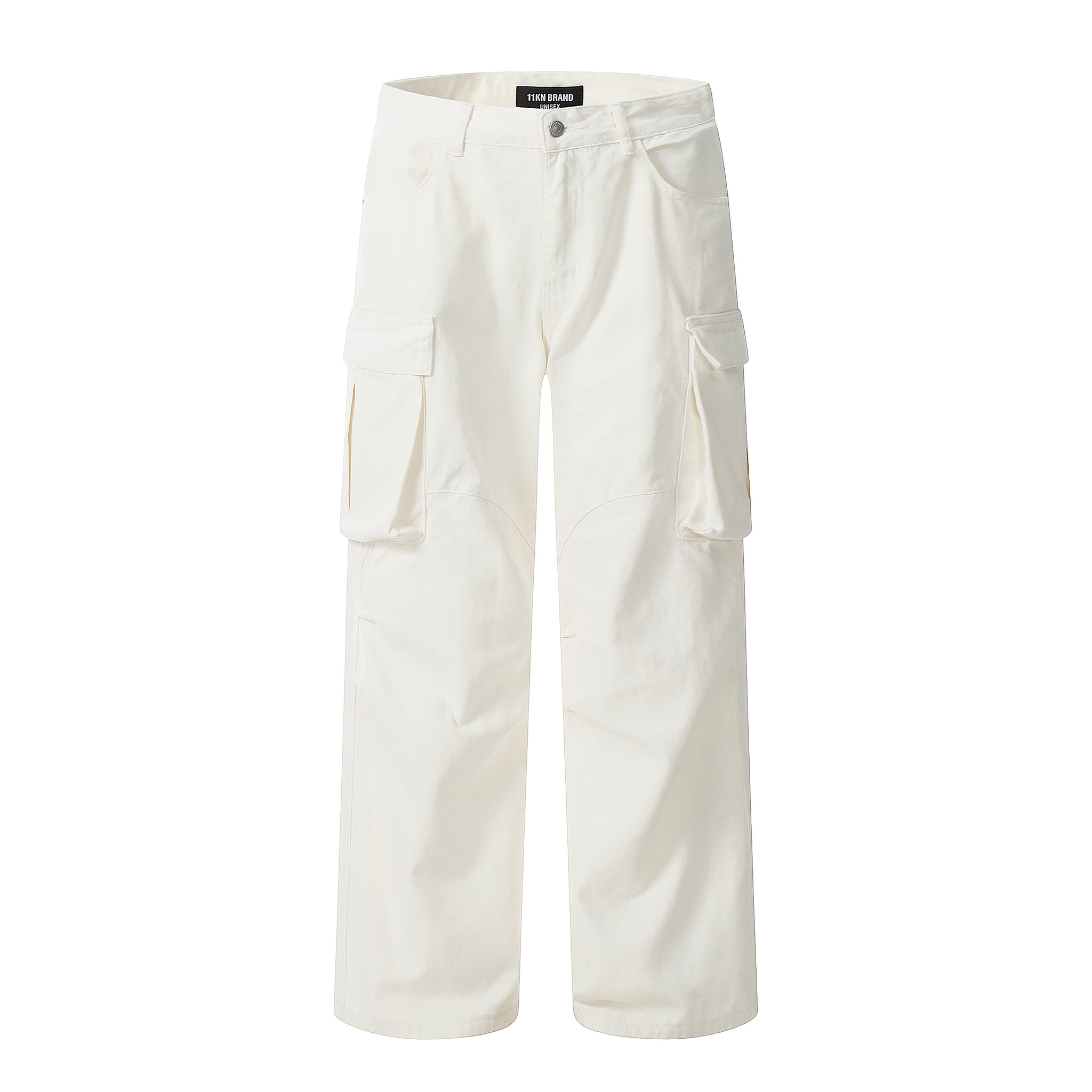 White Cargo Pants Pockets, Streetwear Jeans Pants White
