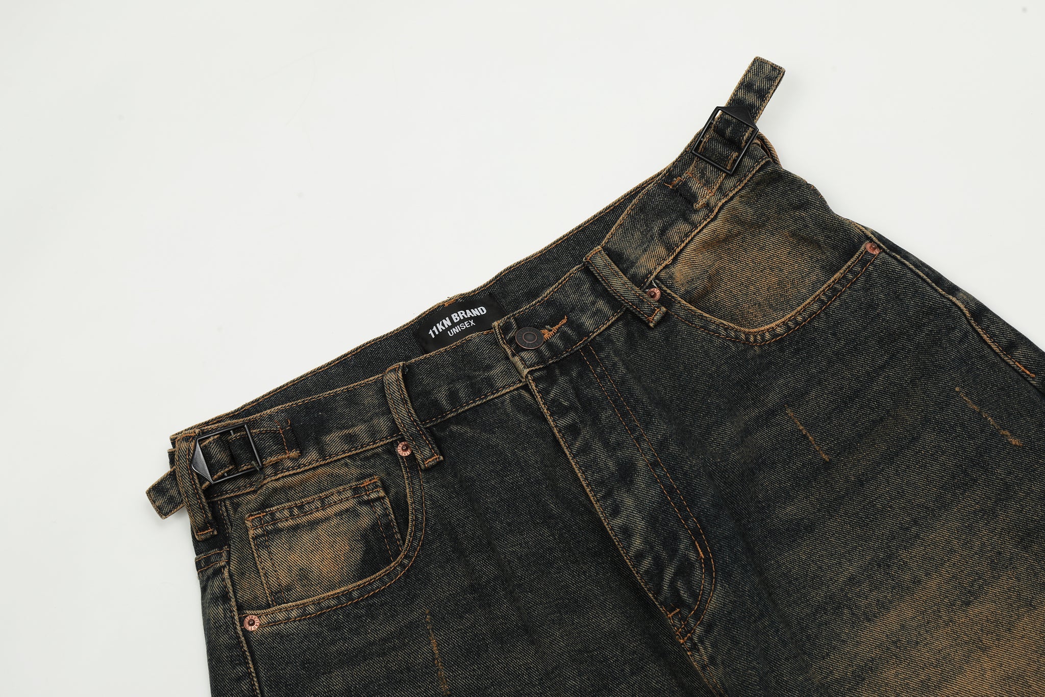 11KN ACID WASHED STRAIGHT LEG JEANS #K5228