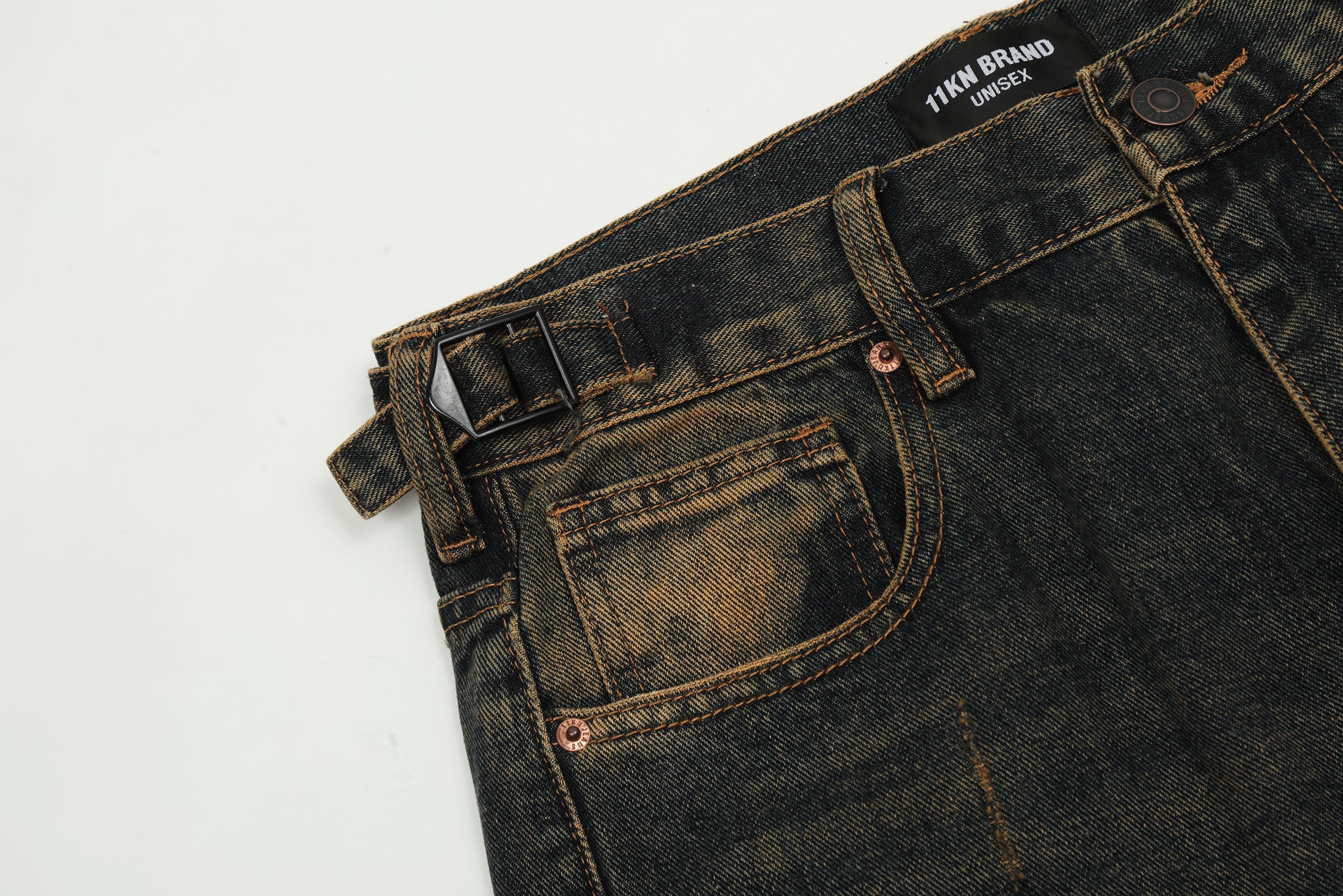 11KN ACID WASHED STRAIGHT LEG JEANS #K5228