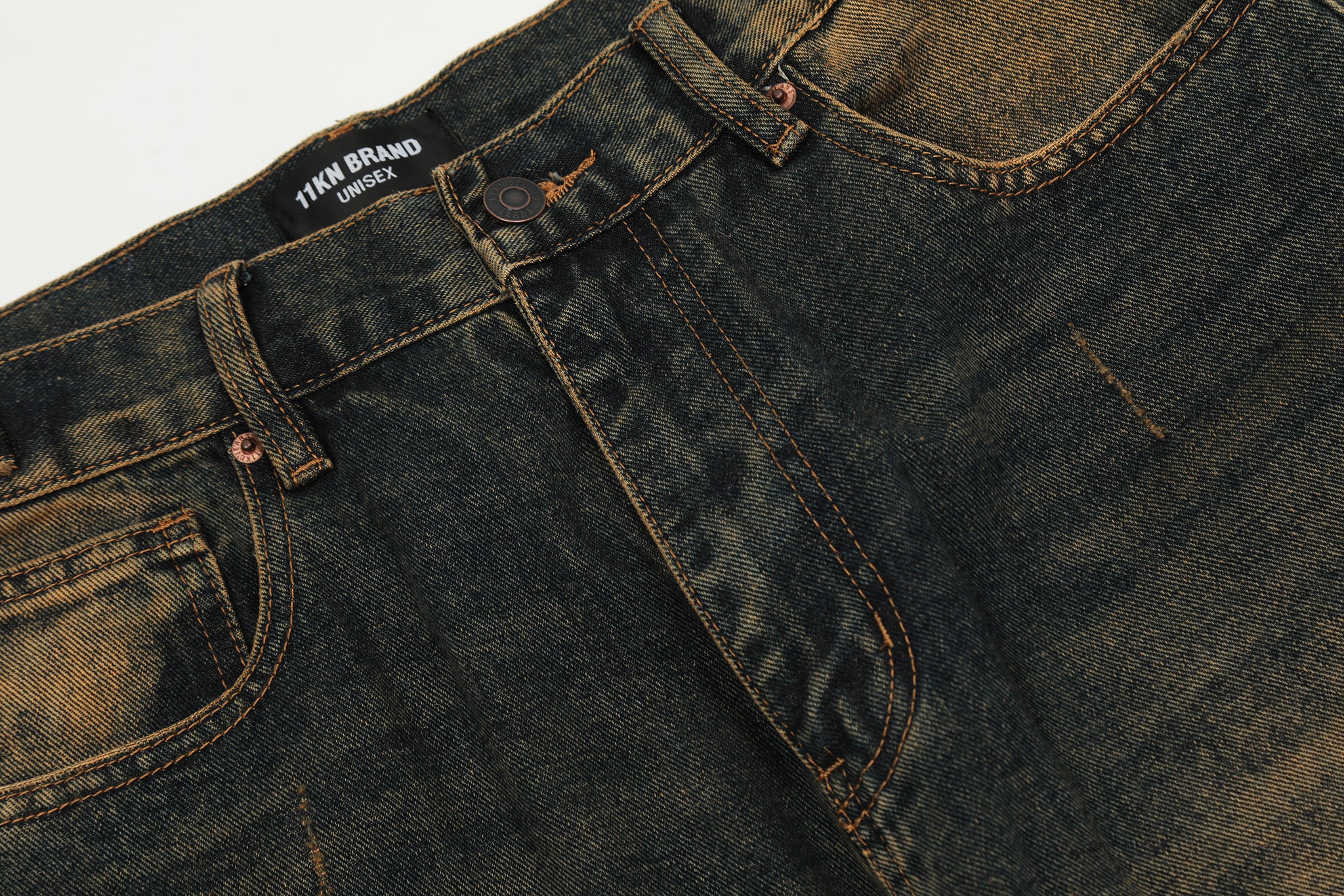 11KN ACID WASHED STRAIGHT LEG JEANS #K5228