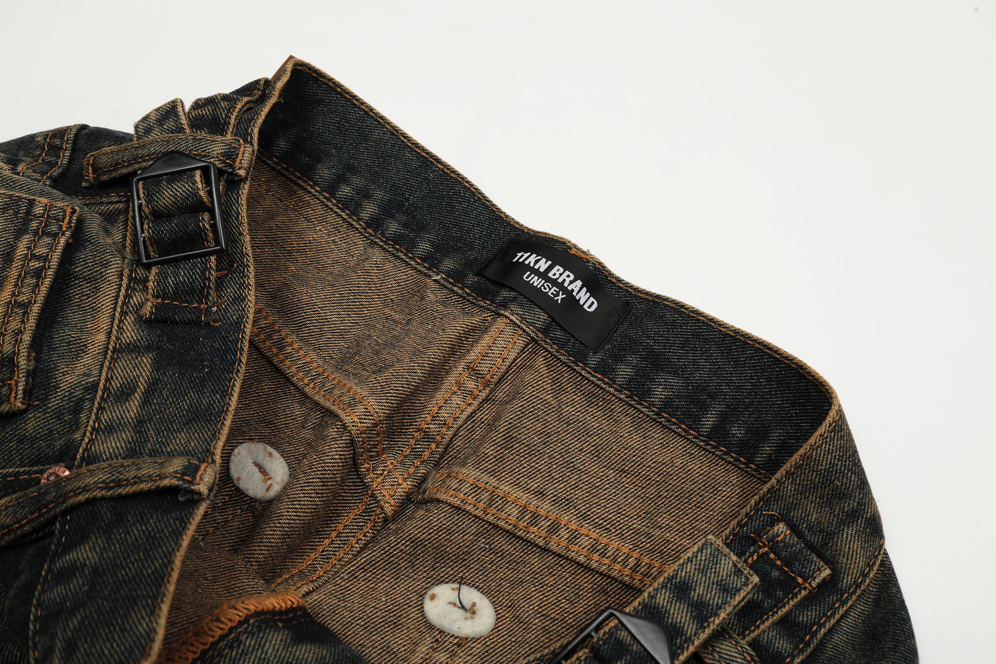 11KN ACID WASHED STRAIGHT LEG JEANS #K5228