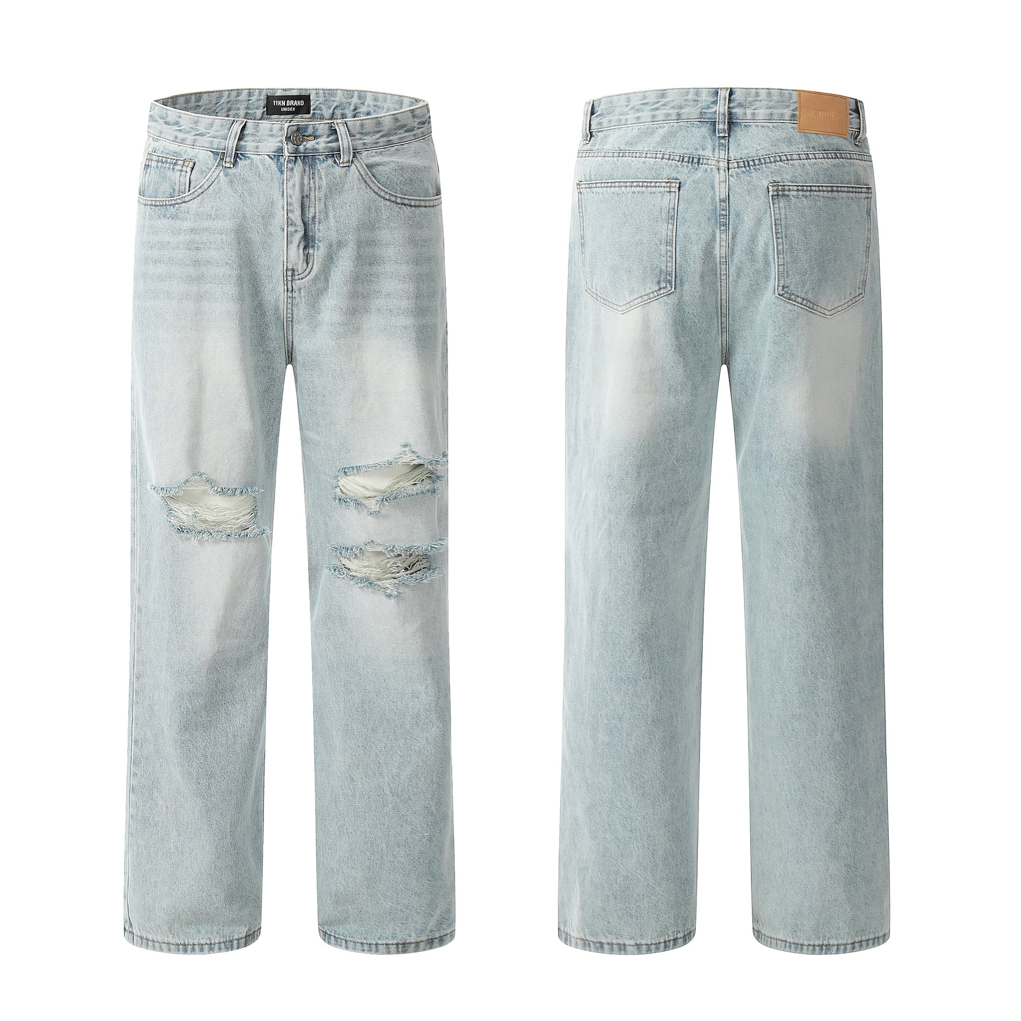 11KN Distressed Wide Leg Ripped Jeans #K9029