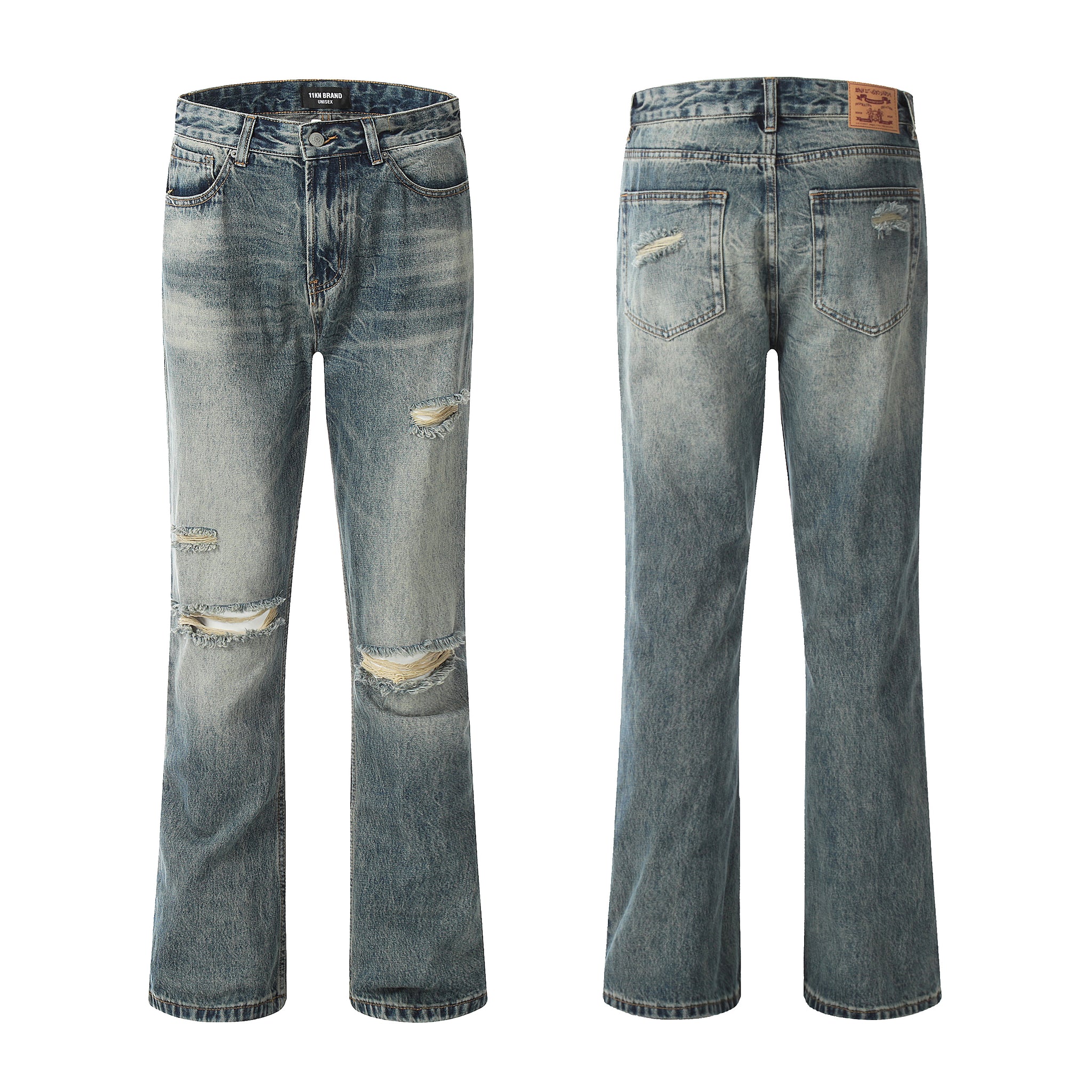 11KN Distressed Slim Fit Ripped Jeans #K9008