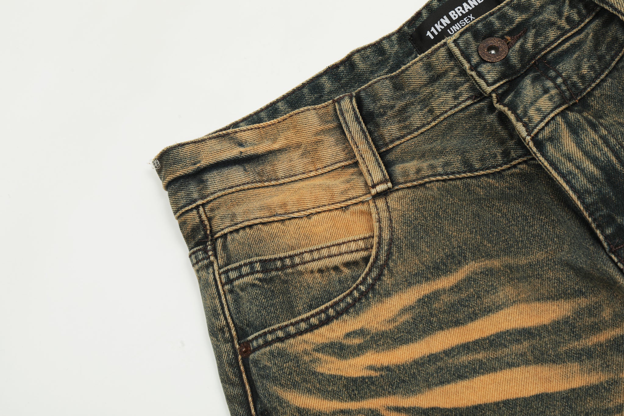 11KN Earth-Toned Distressed Denim #K9071