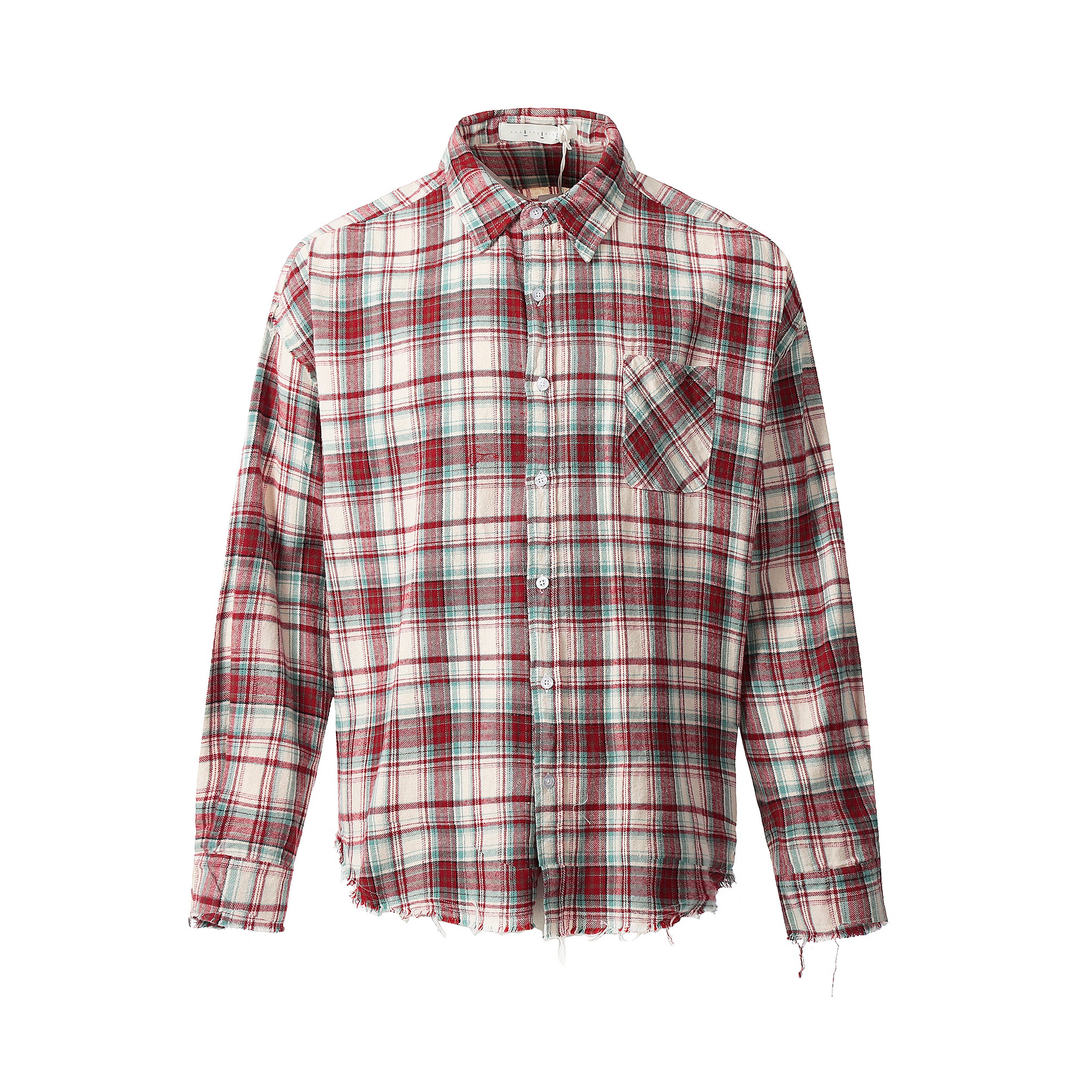 11KN RAW-EDGE VINTAGE PLAID SHIRT #CW1123