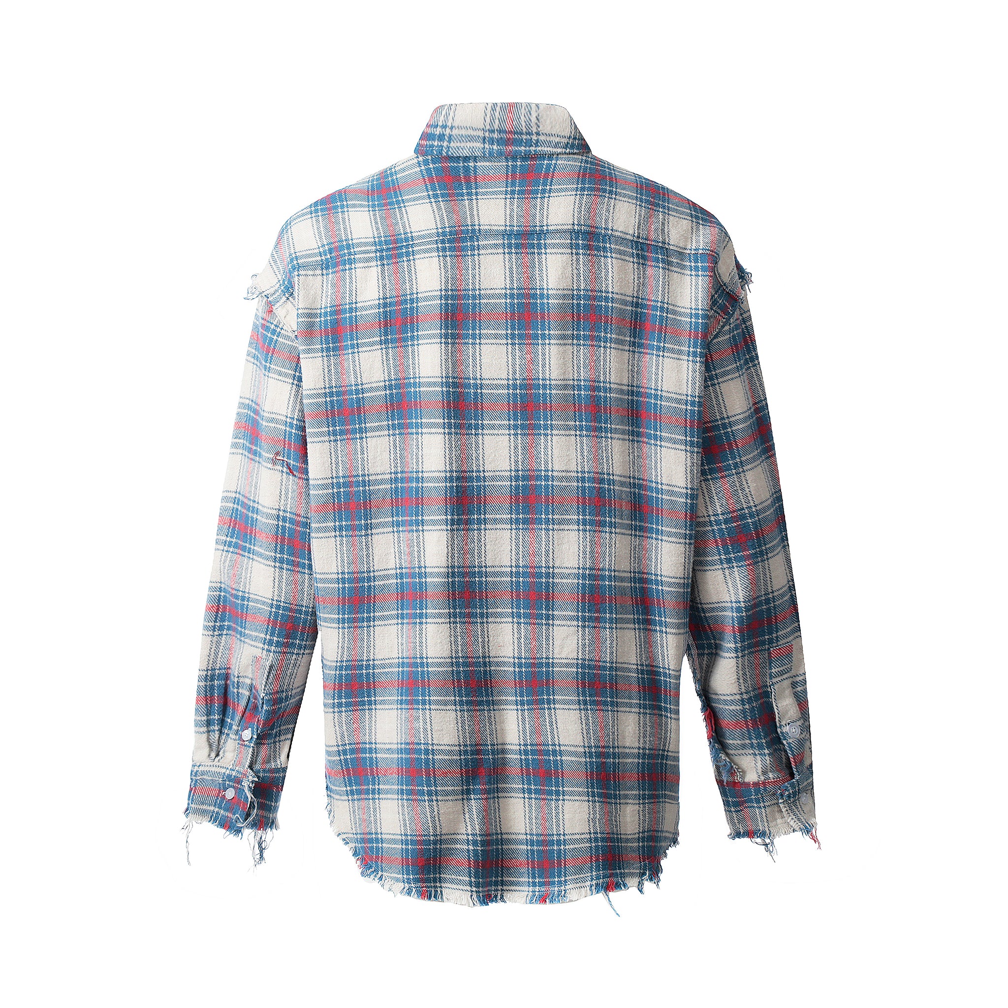 11KN RAW-EDGE VINTAGE PLAID SHIRT #CW1123