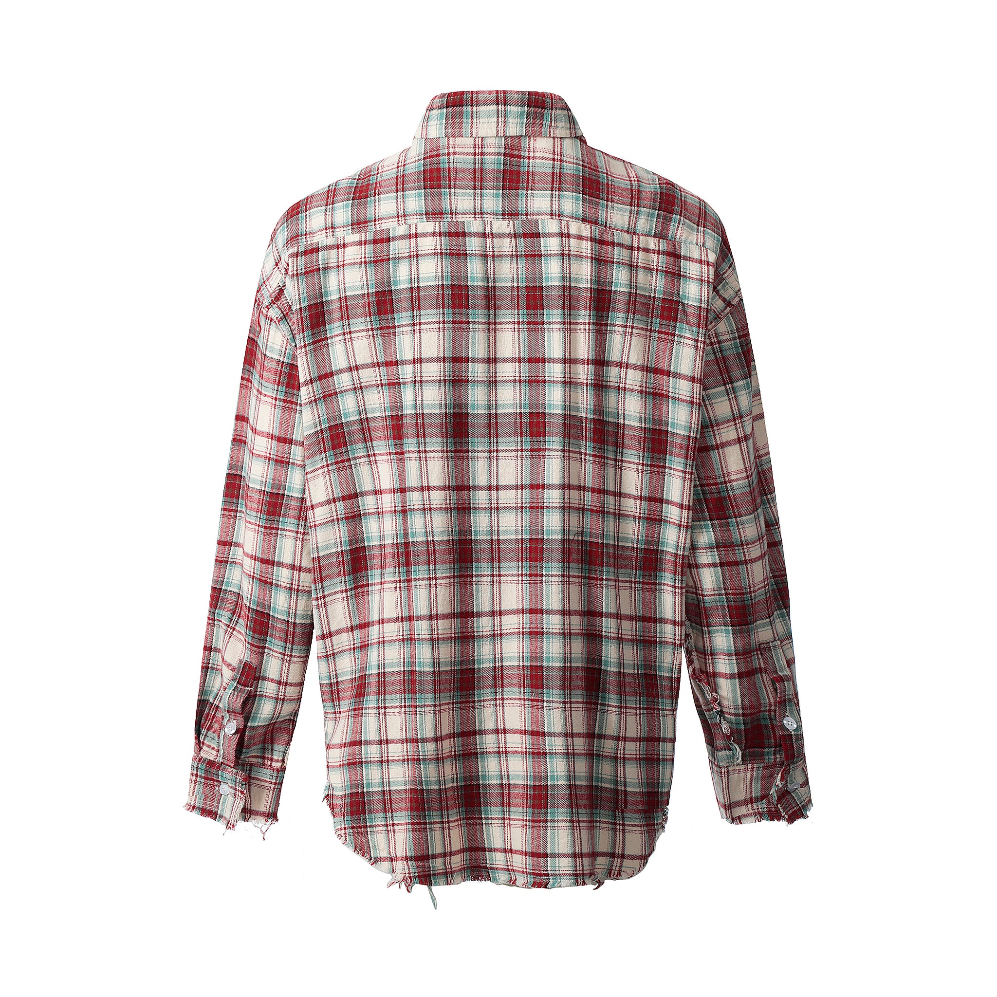 11KN RAW-EDGE VINTAGE PLAID SHIRT #CW1123