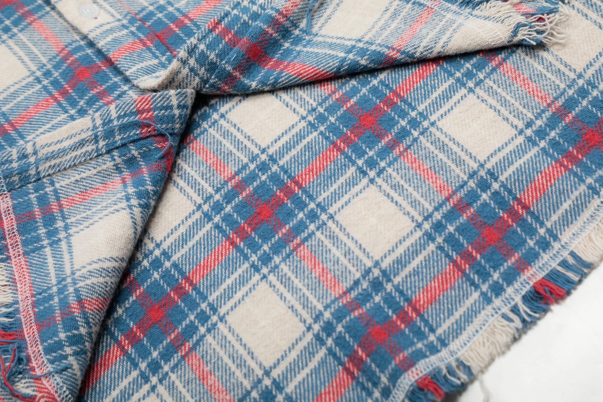 11KN RAW-EDGE VINTAGE PLAID SHIRT #CW1123