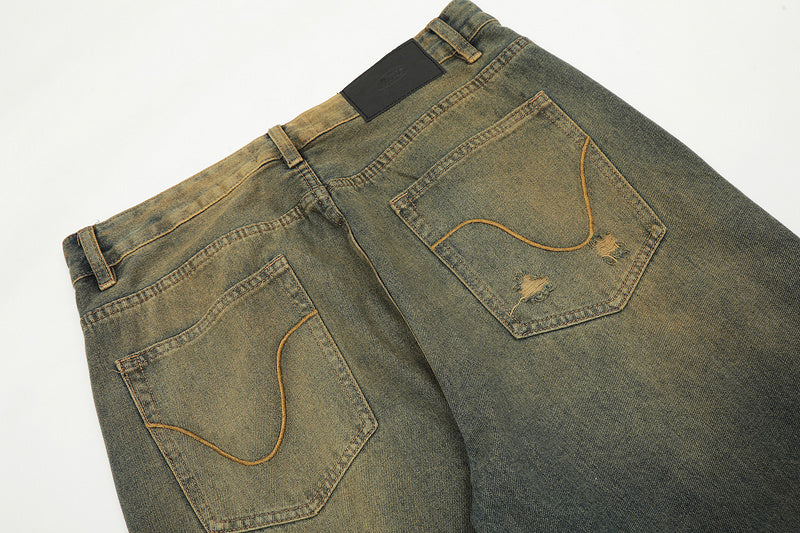 11KN Weathered Aged Straight Jeans #K3202