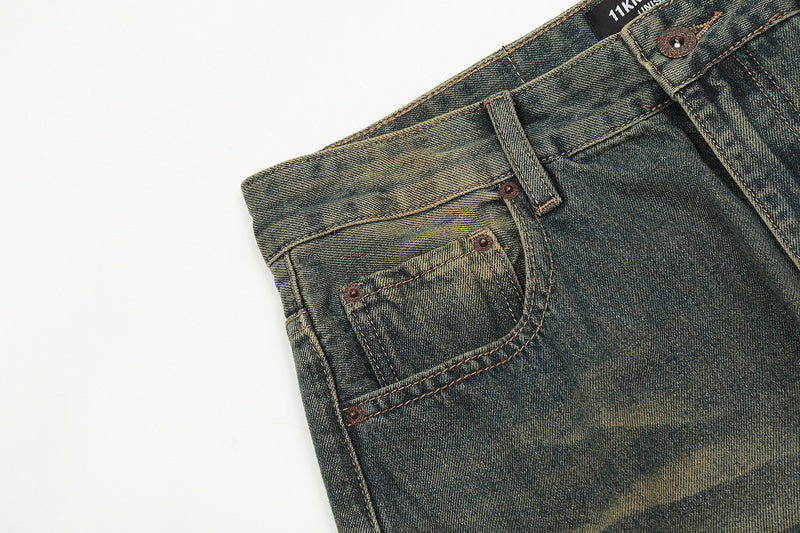 11KN Weathered Aged Straight Jeans #K3202