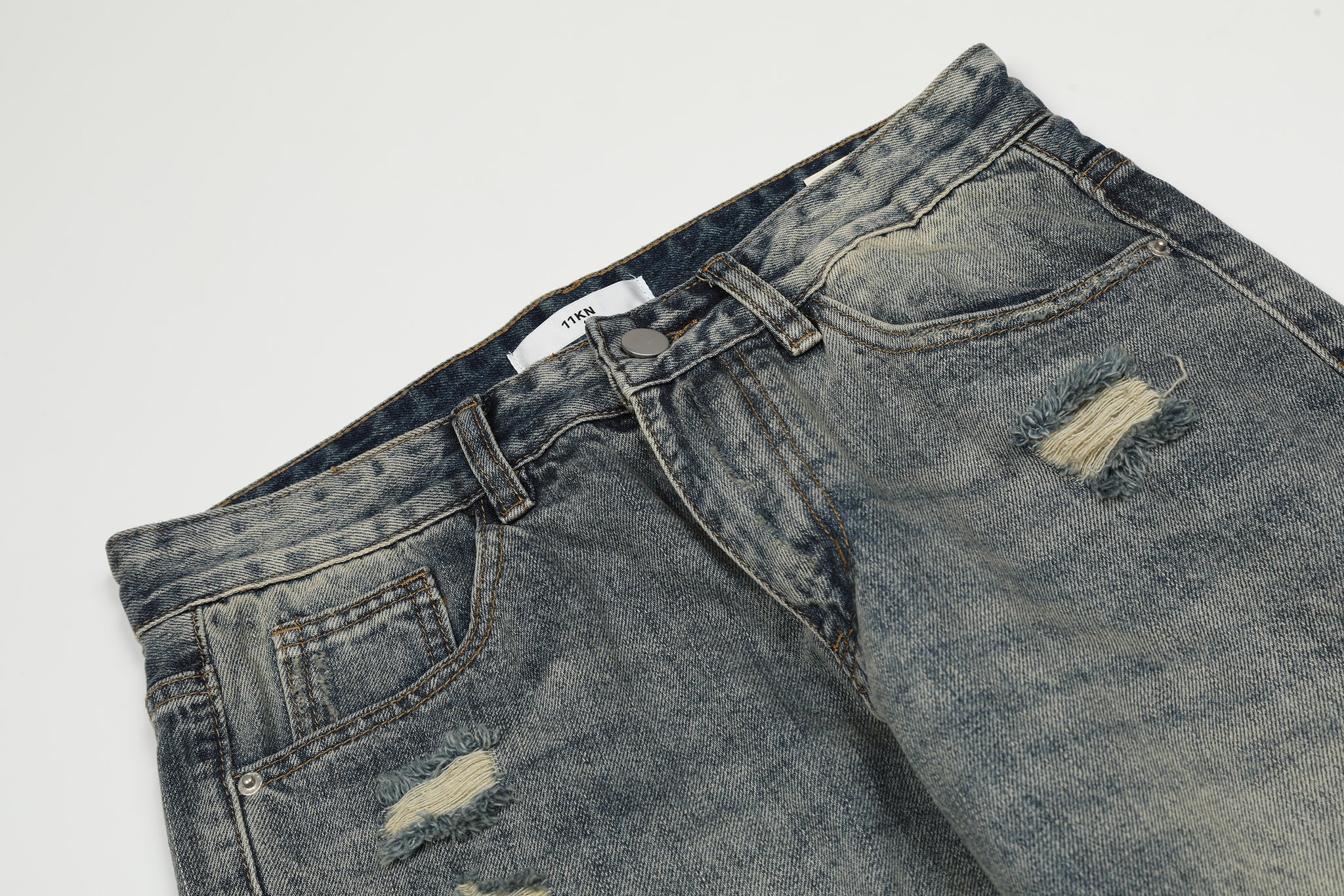 11KN Ripped Acid Wash Jeans #K8853