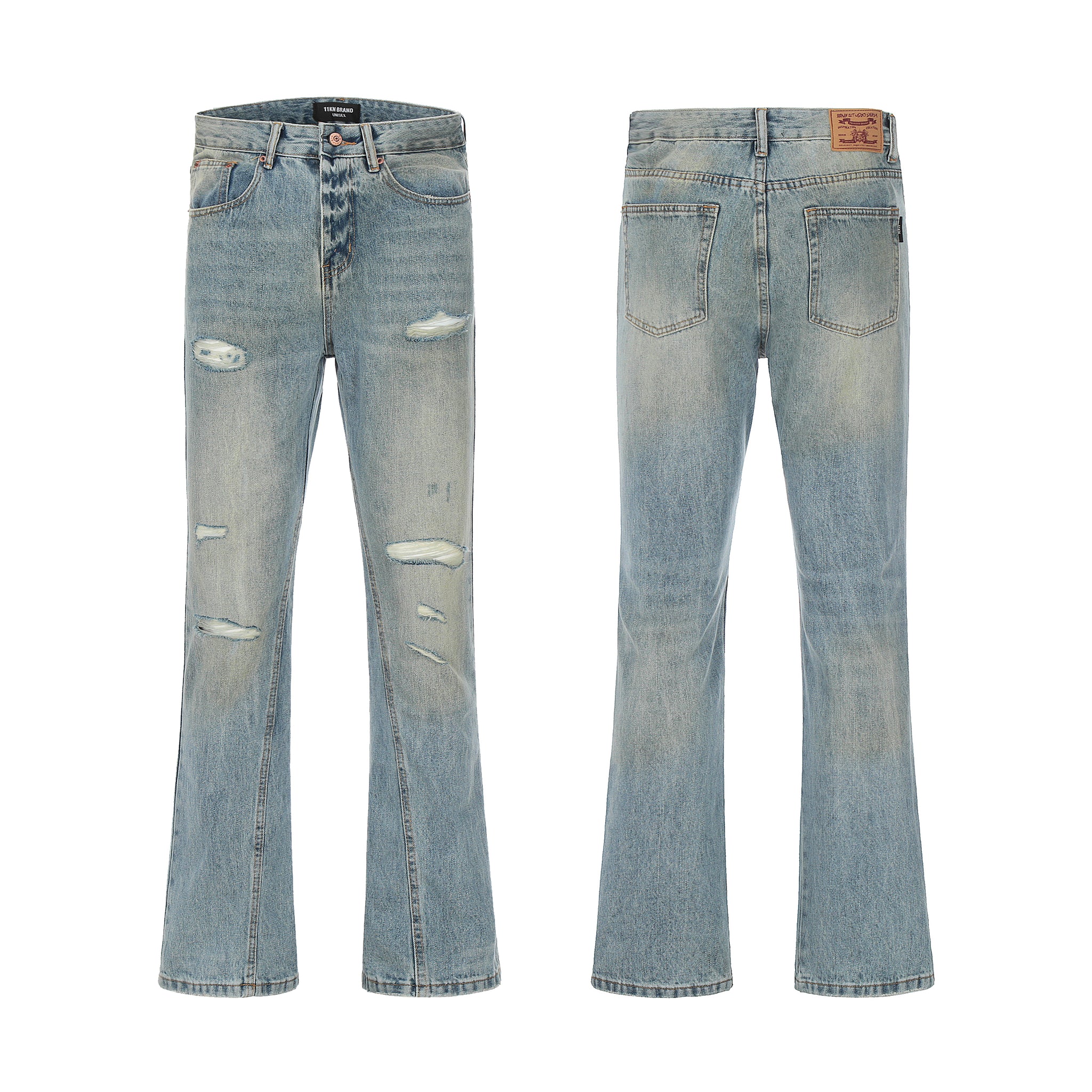 11KN Class Bootcut Washed Ripped Jeans #K5200