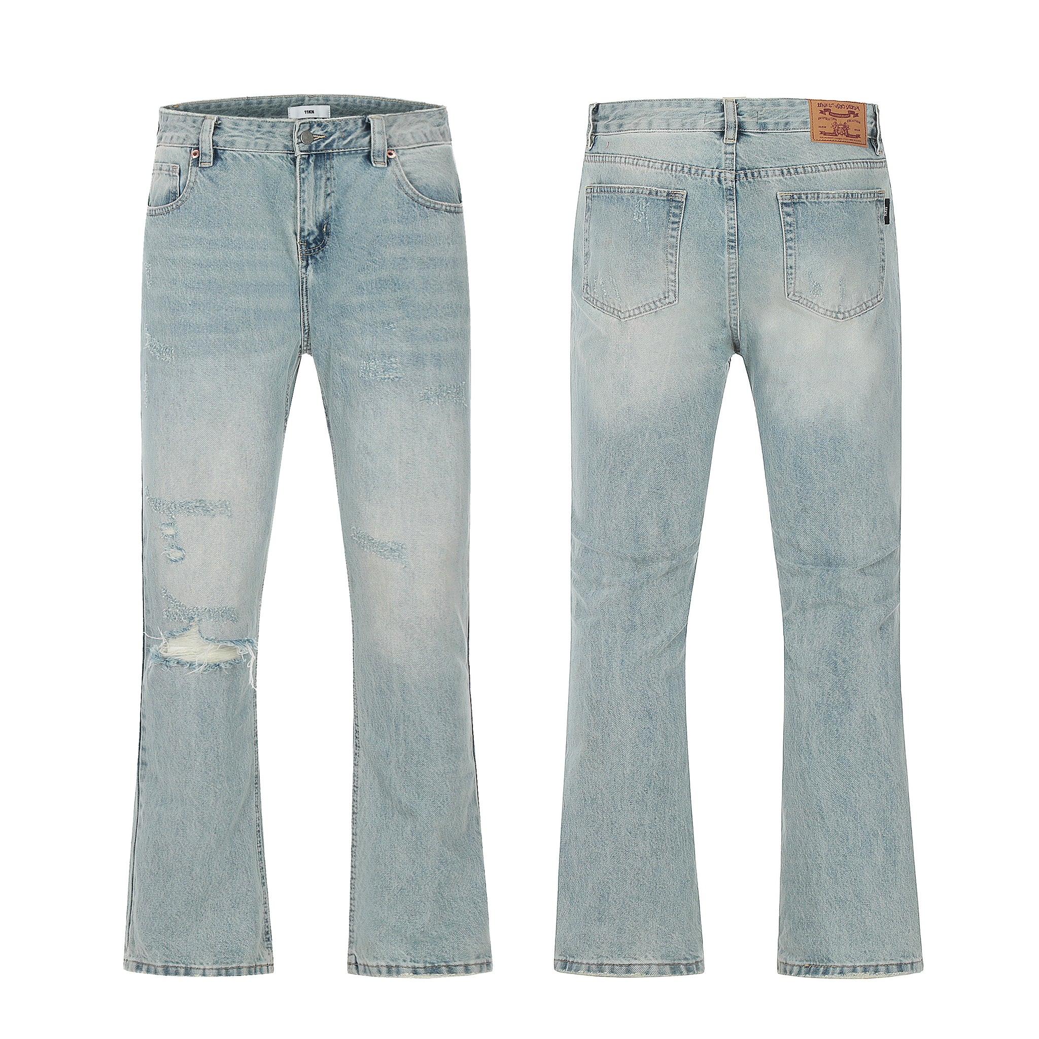 11KN Class Bootcut Washed Ripped Jeans #K5183