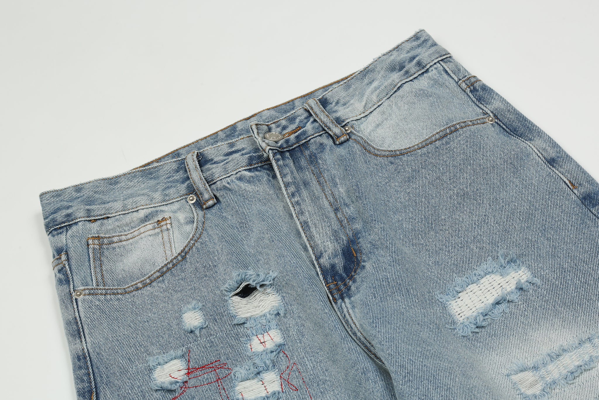 11KN 314 Class Straight Leg Ripped Acid Wash Jeans #K580