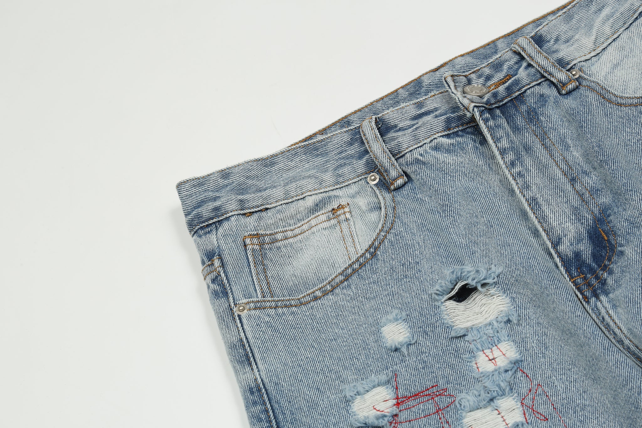 11KN 314 Class Straight Leg Ripped Acid Wash Jeans #K580