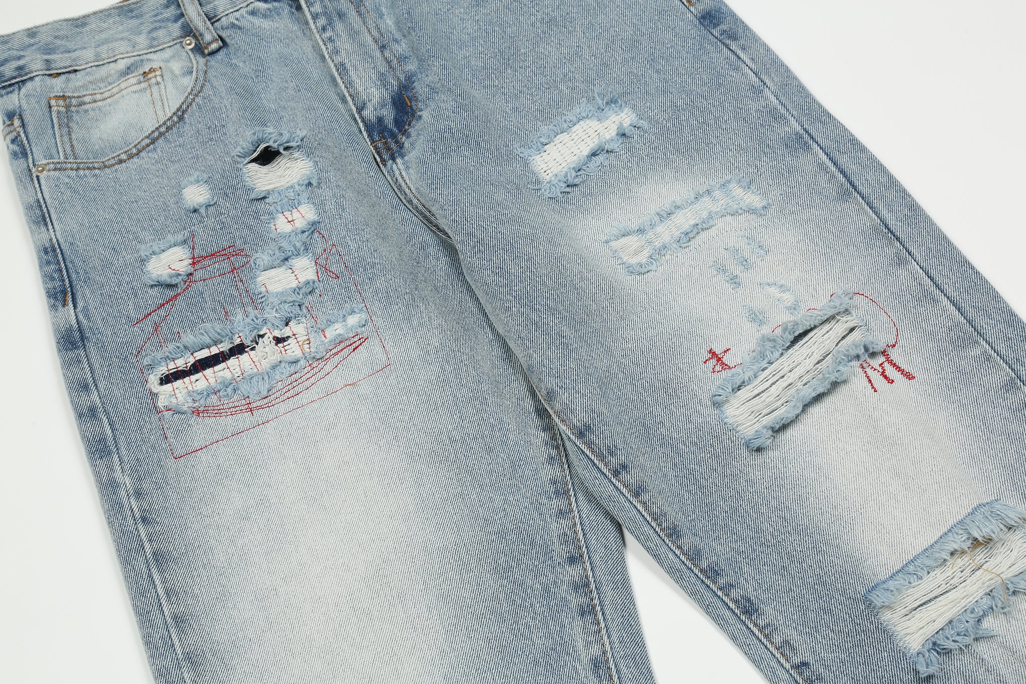 11KN 314 Class Straight Leg Ripped Acid Wash Jeans #K580