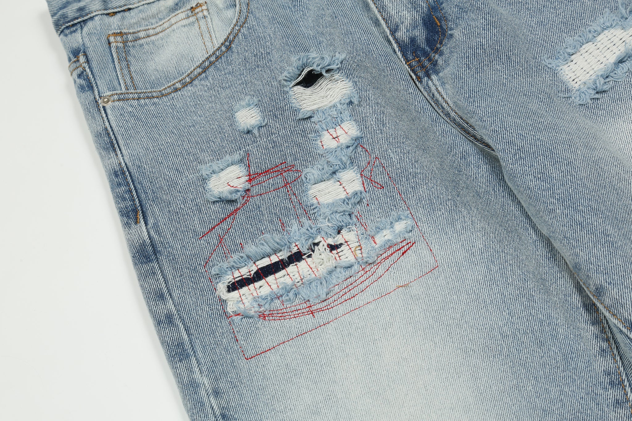 11KN 314 Class Straight Leg Ripped Acid Wash Jeans #K580