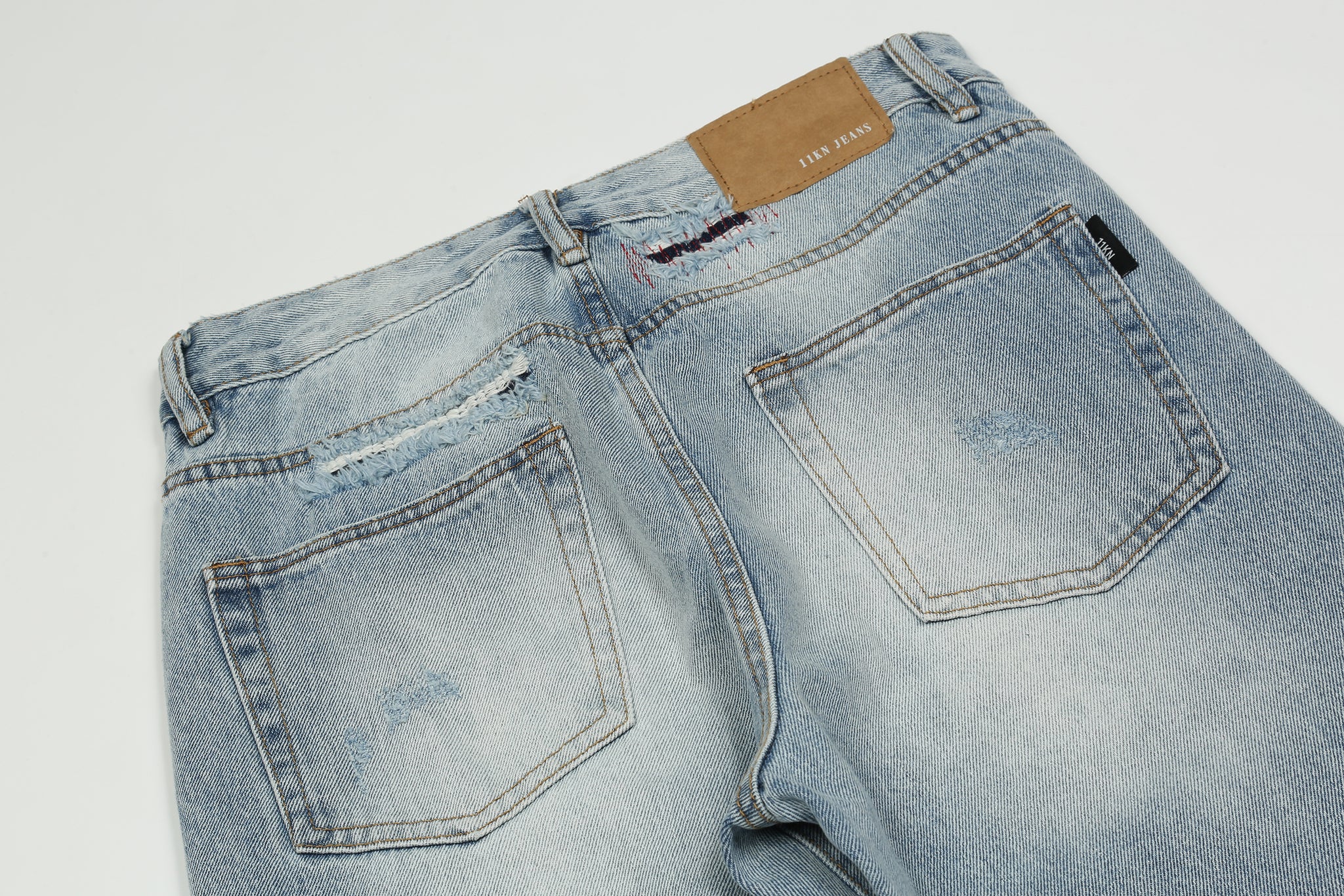 11KN 314 Class Straight Leg Ripped Acid Wash Jeans #K580