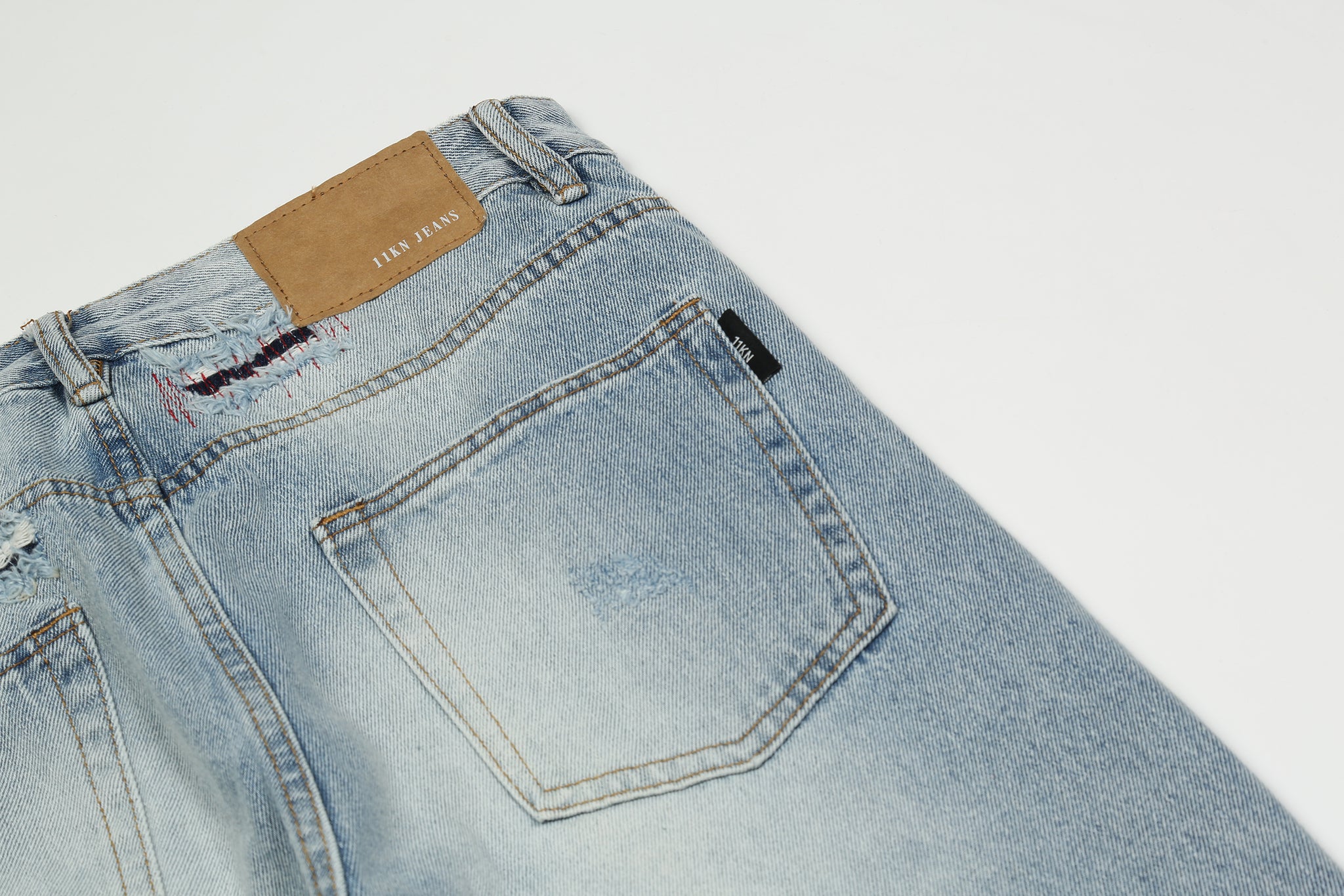 11KN 314 Class Straight Leg Ripped Acid Wash Jeans #K580