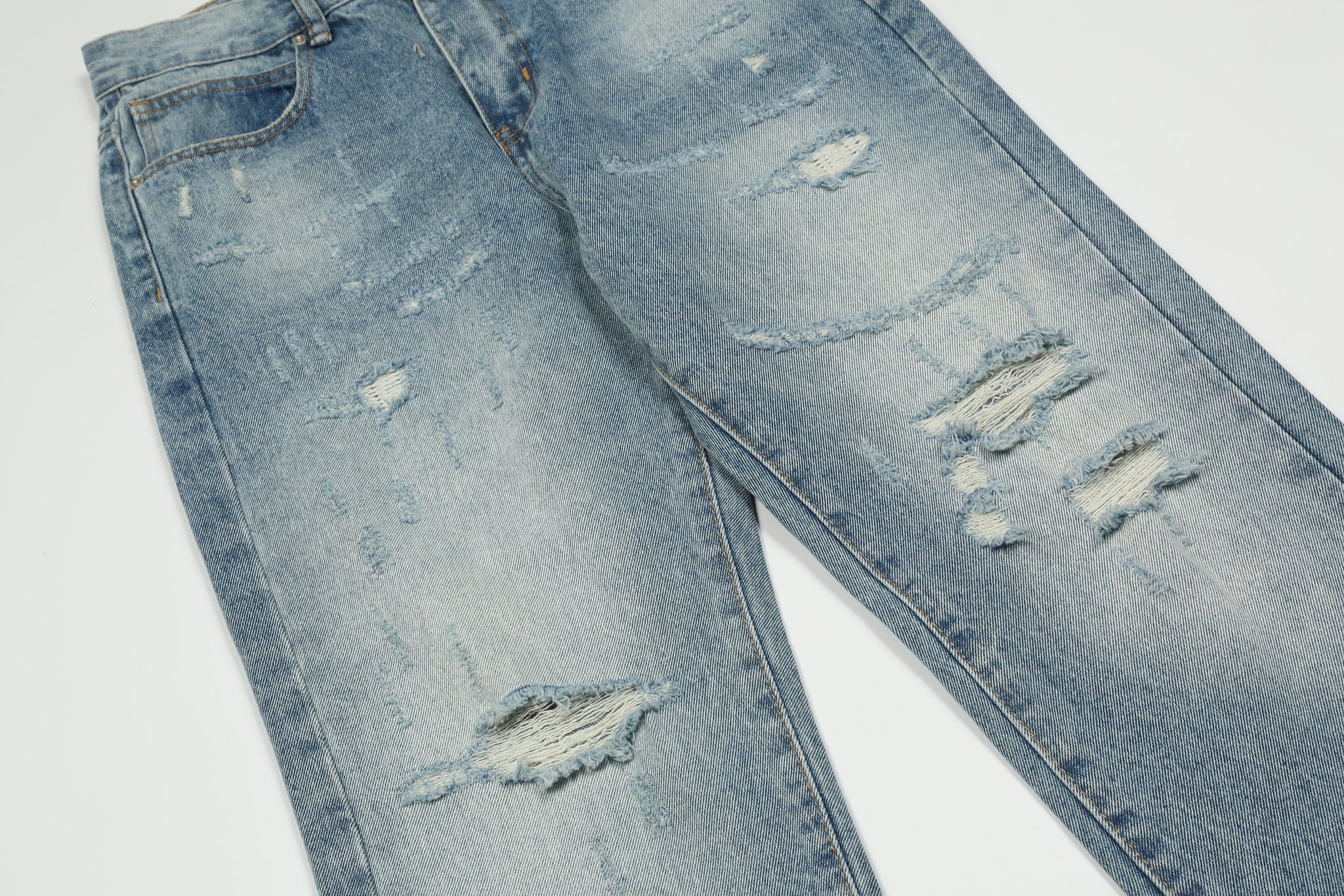 11KN 314 Class Straight Leg Ripped Acid Wash Jeans #K581